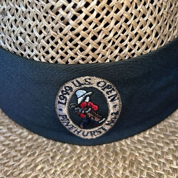 Vintage wide brim Mens 1999 US Open Pinehurst Straw Golf Cap Hat Payne Stewart - Picture 3 of 5